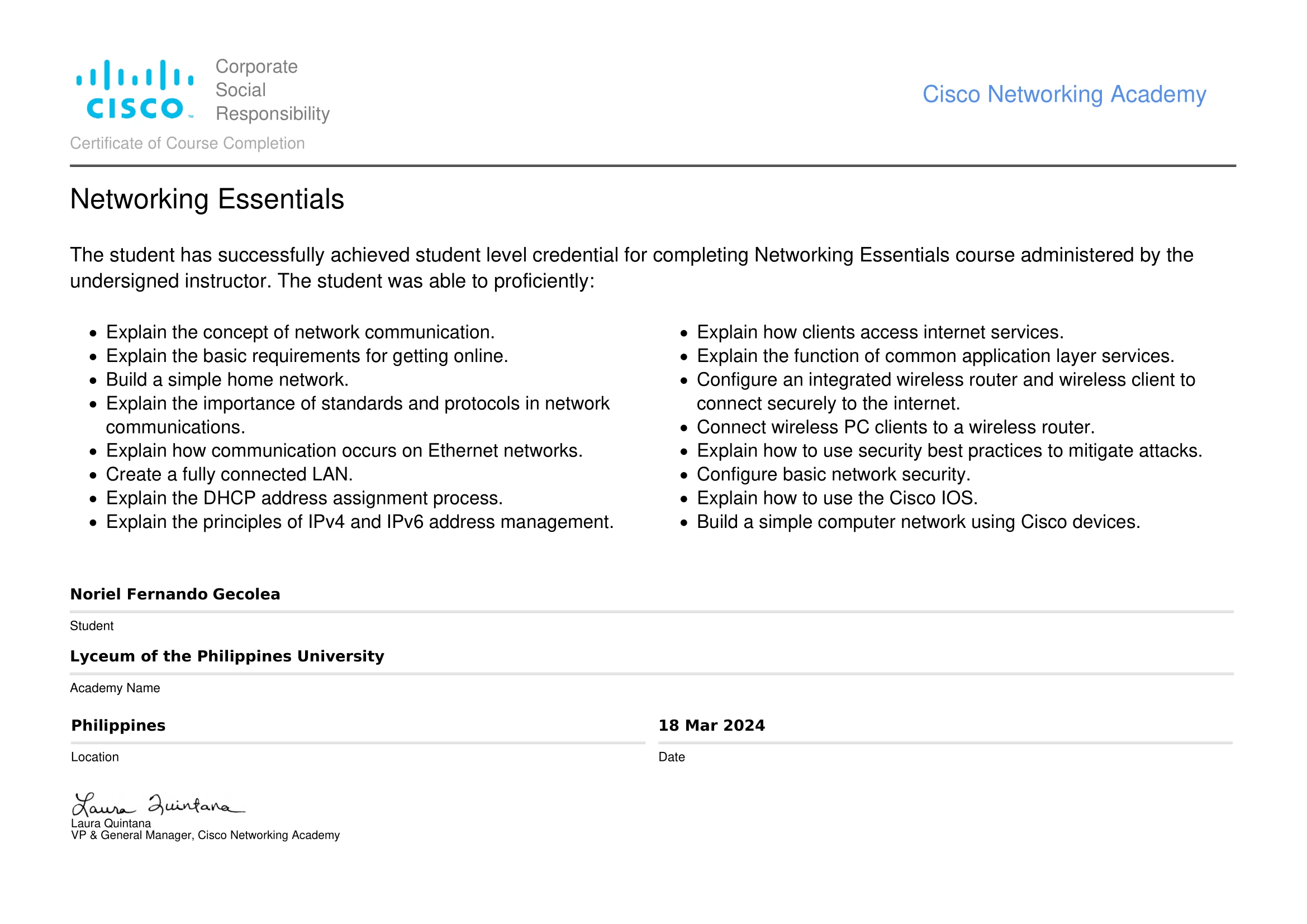 Networking Essentials CISCO